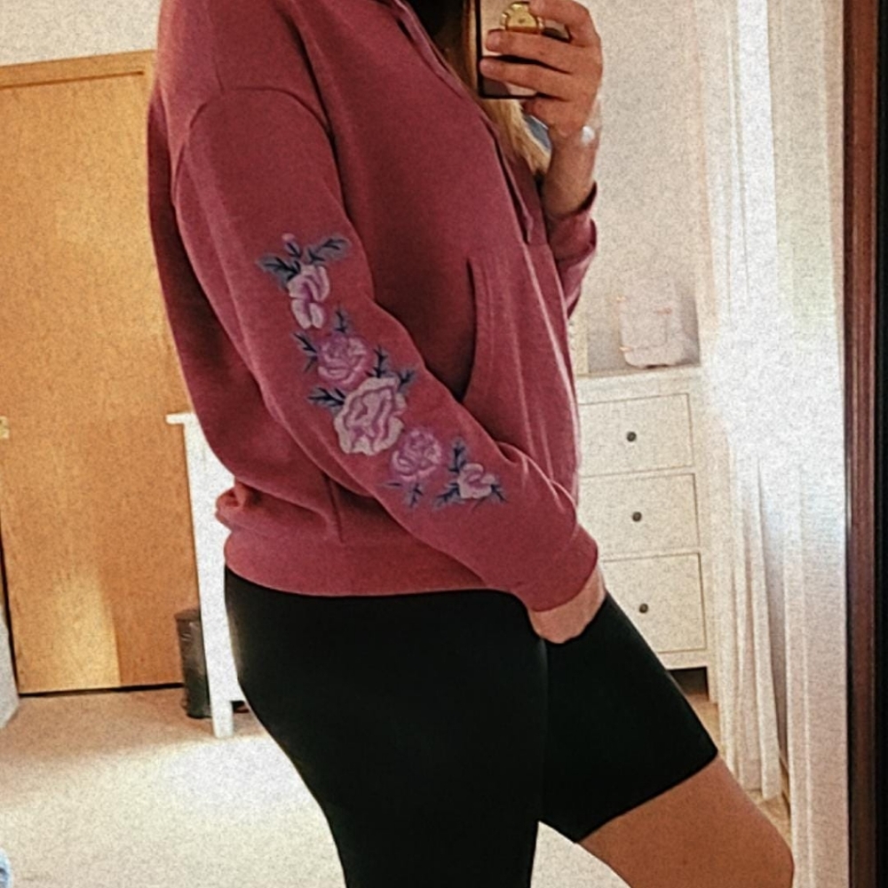 Burgundy Sweater with roses